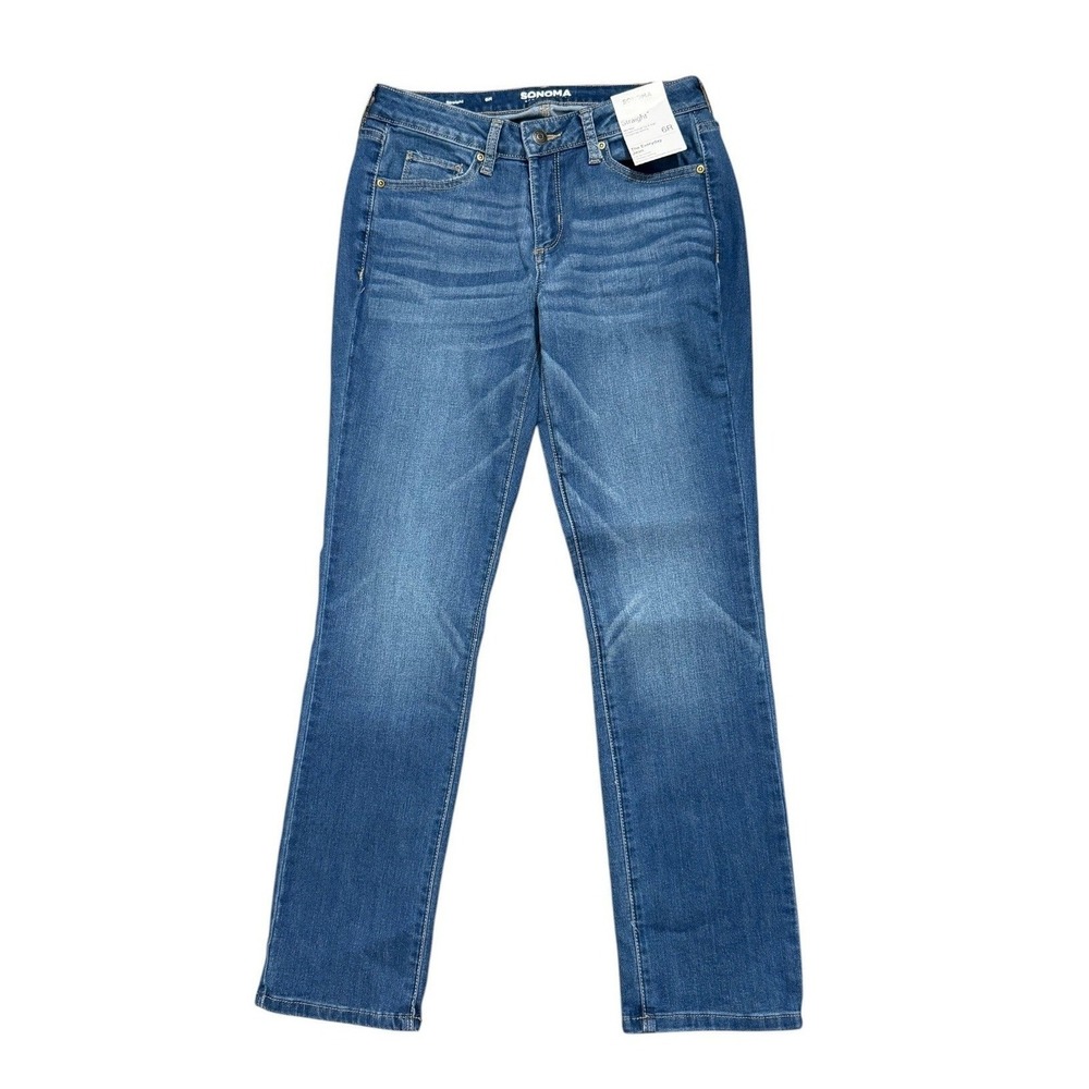 Sonoma Goods For Life Everyday Straight Leg Mid Rise Jeans Medium Wash 6R NWT